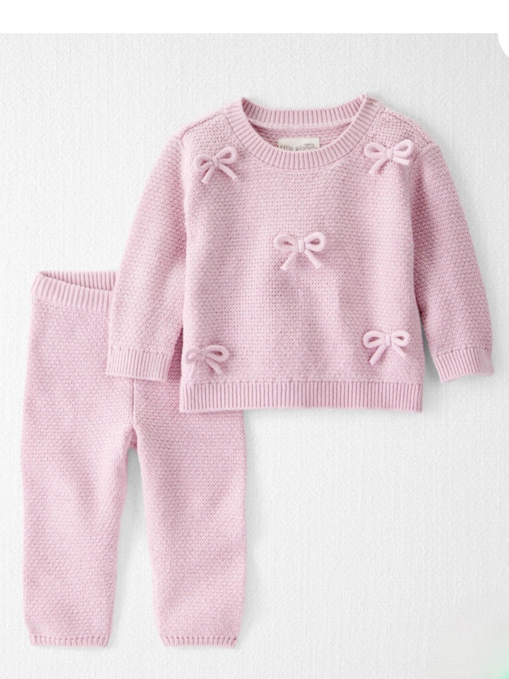 Little Planet | Organic Cotton (Pink) Bow Sweater Knit Set sz 9M NWT